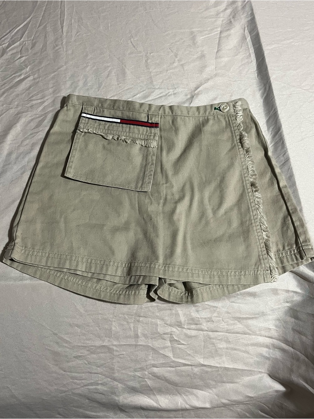 Vintage Tommy Hilfiger Khaki Wrap-Front Skort with Signature Trim Size 12